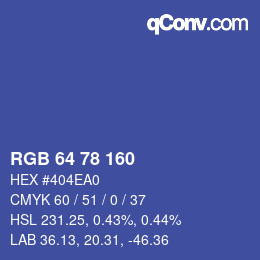 Color code: RGB 64 78 160 | qconv.com