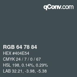 カラーコード: RGB 64 78 84 | qconv.com
