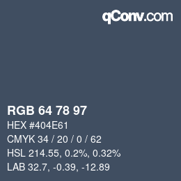 Color code: RGB 64 78 97 | qconv.com