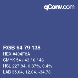 カラーコード: RGB 64 79 138 | qconv.com