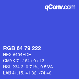 Color code: RGB 64 79 222 | qconv.com