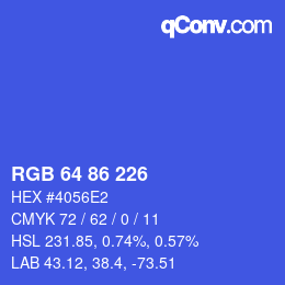 Color code: RGB 64 86 226 | qconv.com