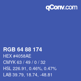 カラーコード: RGB 64 88 174 | qconv.com