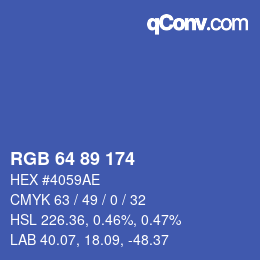 Color code: RGB 64 89 174 | qconv.com