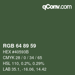 Código de color: RGB 64 89 59 | qconv.com