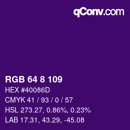 Color code: RGB 64 8 109 | qconv.com