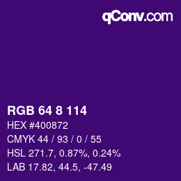 Color code: RGB 64 8 114 | qconv.com