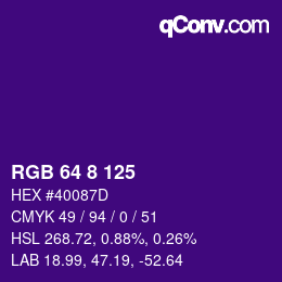 Color code: RGB 64 8 125 | qconv.com
