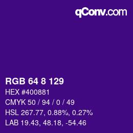 Color code: RGB 64 8 129 | qconv.com