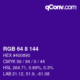 Color code: RGB 64 8 144 | qconv.com