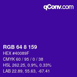 Color code: RGB 64 8 159 | qconv.com