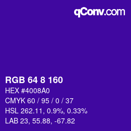 Color code: RGB 64 8 160 | qconv.com