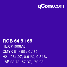 Color code: RGB 64 8 166 | qconv.com