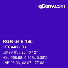 Color code: RGB 64 8 185 | qconv.com