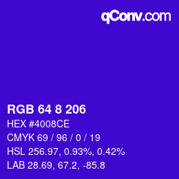 Color code: RGB 64 8 206 | qconv.com