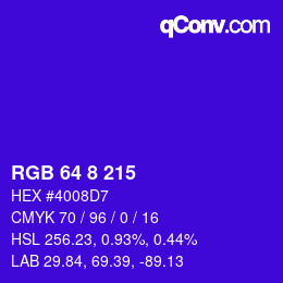 カラーコード: RGB 64 8 215 | qconv.com
