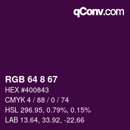 カラーコード: RGB 64 8 67 | qconv.com