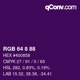 Color code: RGB 64 8 88 | qconv.com
