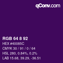 Color code: RGB 64 8 92 | qconv.com