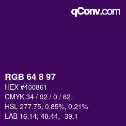 カラーコード: RGB 64 8 97 | qconv.com