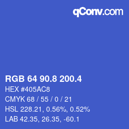カラーコード: RGB 64 90.8 200.4 | qconv.com