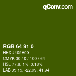 Color code: RGB 64 91 0 | qconv.com
