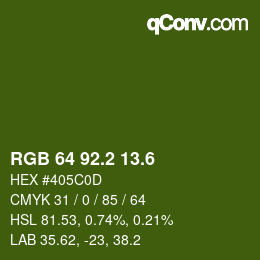 カラーコード: RGB 64 92.2 13.6 | qconv.com