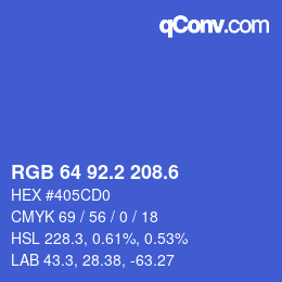 カラーコード: RGB 64 92.2 208.6 | qconv.com
