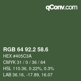 カラーコード: RGB 64 92.2 58.6 | qconv.com