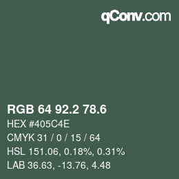 カラーコード: RGB 64 92.2 78.6 | qconv.com