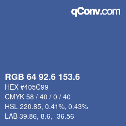 カラーコード: RGB 64 92.6 153.6 | qconv.com