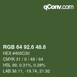 カラーコード: RGB 64 92.6 48.6 | qconv.com