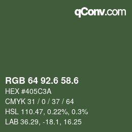 カラーコード: RGB 64 92.6 58.6 | qconv.com