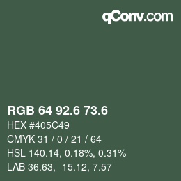カラーコード: RGB 64 92.6 73.6 | qconv.com