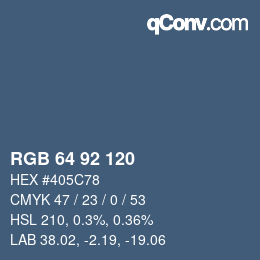 颜色代码: RGB 64 92 120 | qconv.com