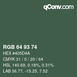 Color code: RGB 64 93 74 | qconv.com