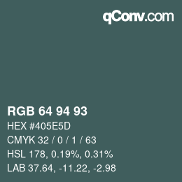 颜色代码: RGB 64 94 93 | qconv.com