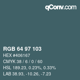Color code: RGB 64 97 103 | qconv.com