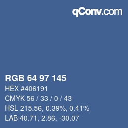 カラーコード: RGB 64 97 145 | qconv.com