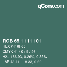 カラーコード: RGB 65.1 111 101 | qconv.com