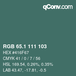 Color code: RGB 65.1 111 103 | qconv.com