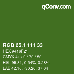 カラーコード: RGB 65.1 111 33 | qconv.com