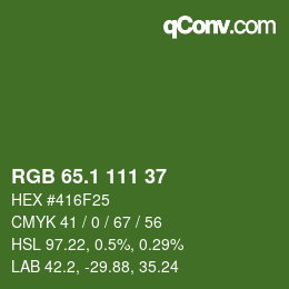 カラーコード: RGB 65.1 111 37 | qconv.com