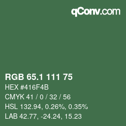 カラーコード: RGB 65.1 111 75 | qconv.com