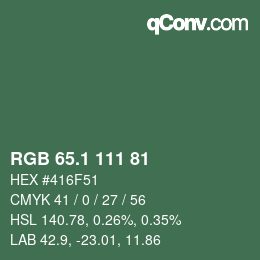 カラーコード: RGB 65.1 111 81 | qconv.com