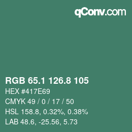 カラーコード: RGB 65.1 126.8 105 | qconv.com