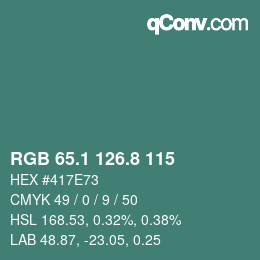 Color code: RGB 65.1 126.8 115 | qconv.com