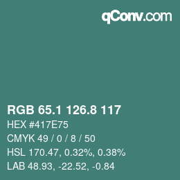 カラーコード: RGB 65.1 126.8 117 | qconv.com