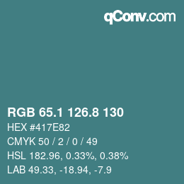 Color code: RGB 65.1 126.8 130 | qconv.com