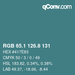 カラーコード: RGB 65.1 126.8 131 | qconv.com